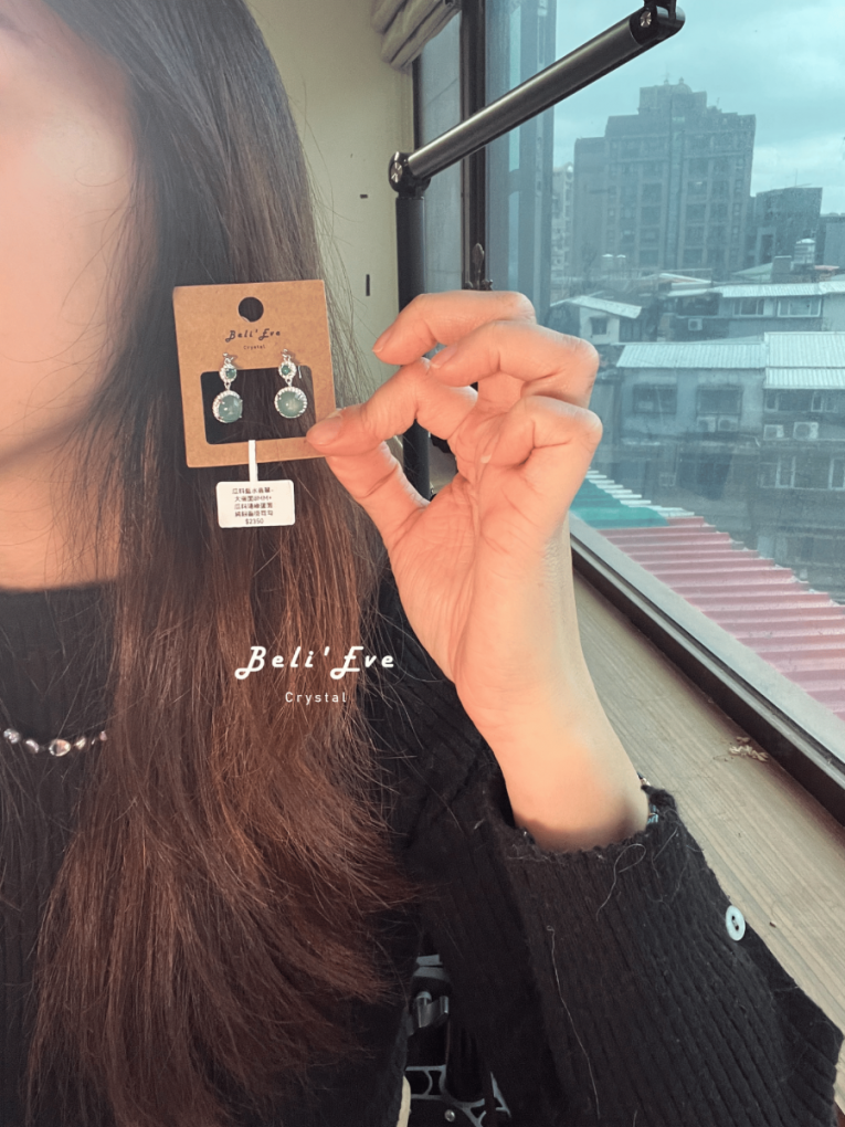 『可製兩對』瓜料藍水翡翠8MM大蛋面+陽綠耳環 純銀鑲嵌耳環 耳勾 天然翡翠