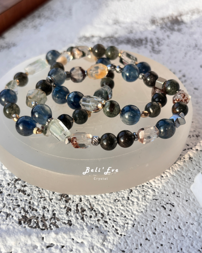 『三倍業績』高品透體藍晶石+巴西滿礦綠幽靈+幽靈隨形 覺察 正確抉擇 招財 業績提升 洞察力 合作順利