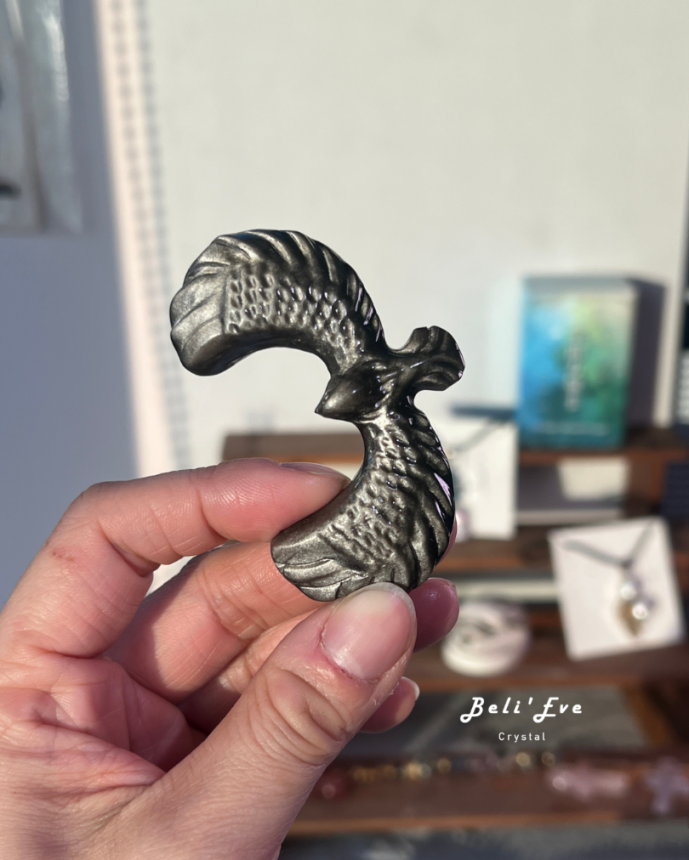 『寓意勇敢』人工雕刻 銀曜石轉轉老鷹 黑曜石 轉轉老鷹 迎接挑戰