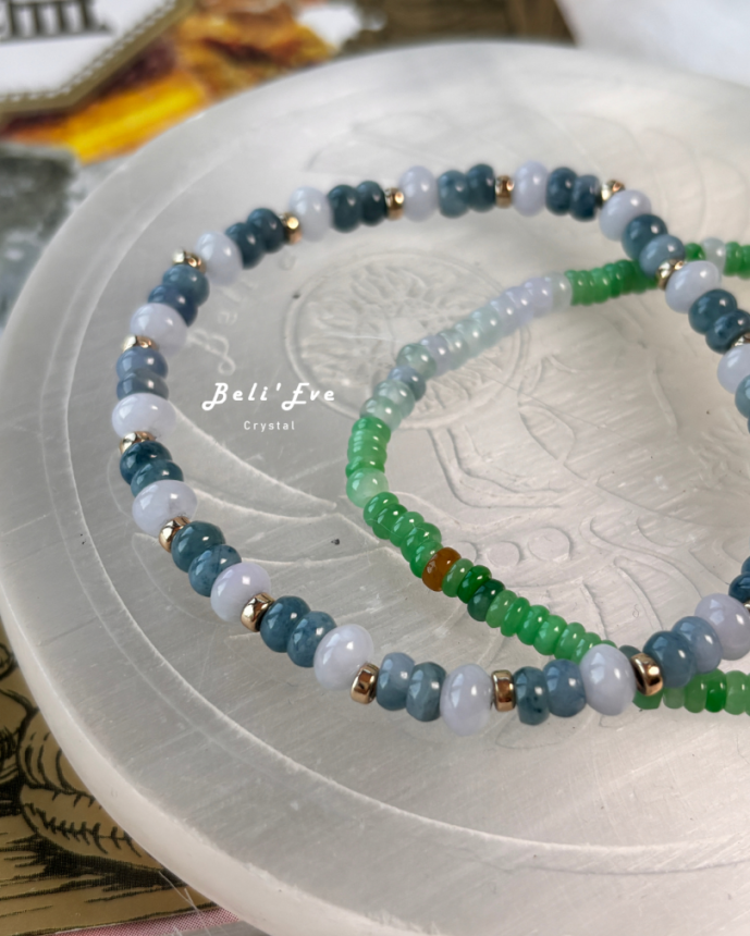 『牛仔藍翡翠』MAX級別 +粉紫翡翠 糯冰盤珠 緬甸產地 飄花翡翠 鈦／錳元素 美國注金